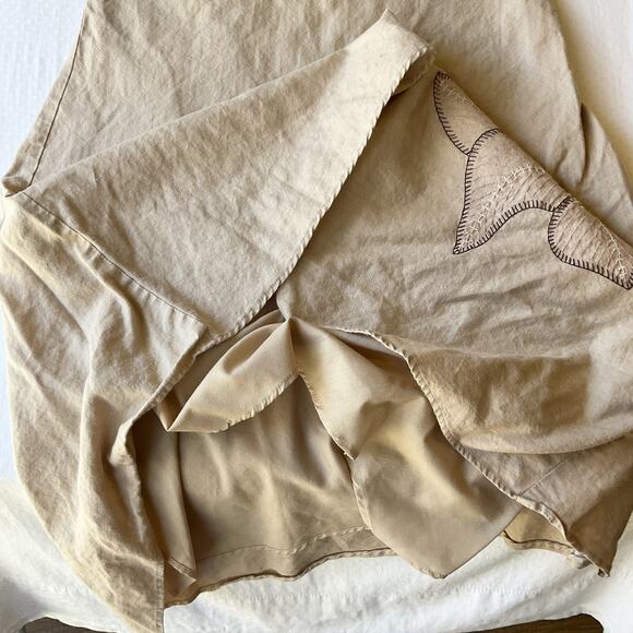 Gadzooks Women Dress M Beige Linen Floral Embroidery Halter A-Line Knee Length - Picture 10 of 11